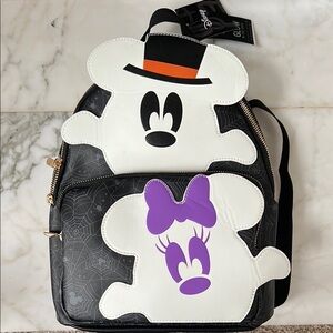 Disney Mickey and Minnie Ghost Backpack - Black and White Glow in the Dark